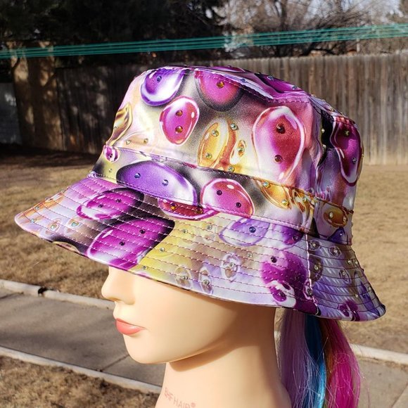 Ladies Purple BLING Bucket Hat NEW - Picture 3 of 4